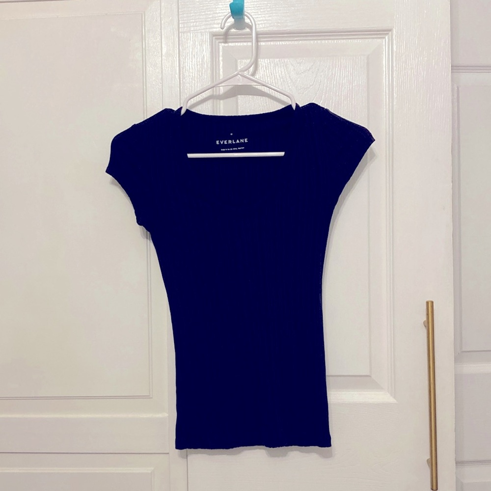 Everlane Navy Ribbed Top